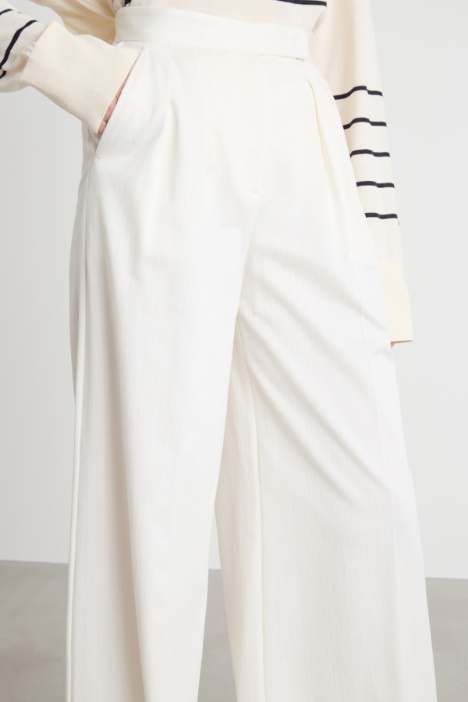 Pantalone palazzo in jacquard gessato