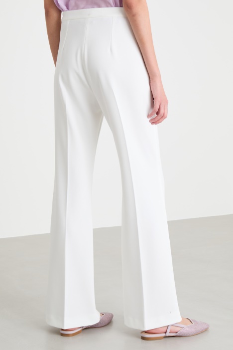 Pantaloni flare in jersey crepe