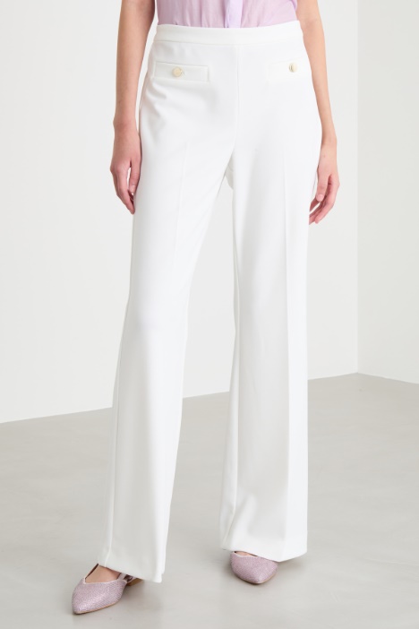 Pantaloni flare in jersey crepe