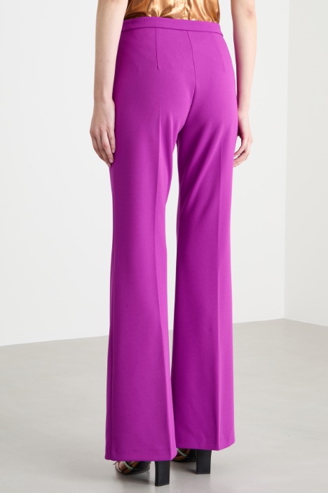 Pantaloni flare in jersey crepe