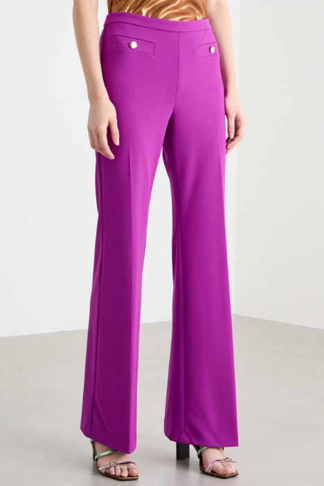 Pantaloni flare in jersey crepe