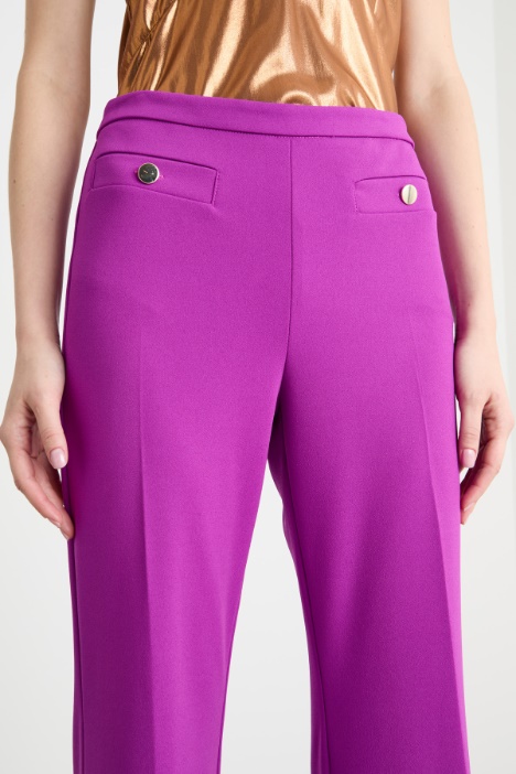 Pantaloni flare in jersey crepe