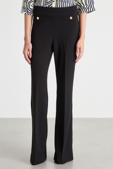 Pantaloni flare in jersey crepe