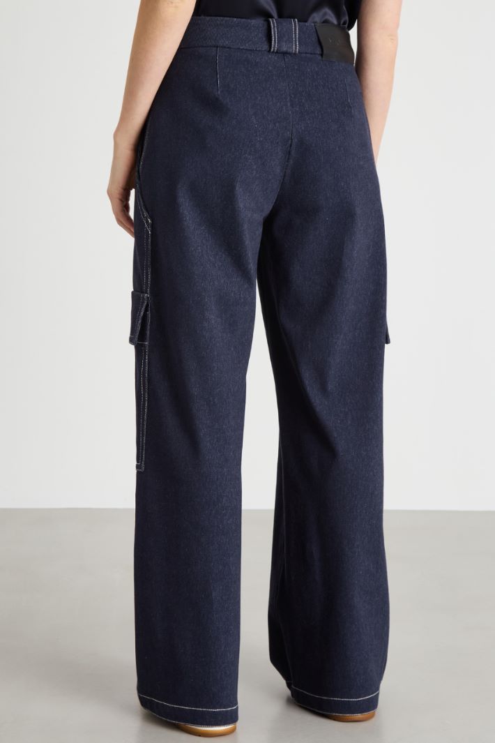 Pantalone cargo in jersey effetto jeans Intrend - 4