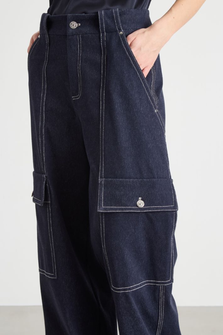 Pantalone cargo in jersey effetto jeans Intrend - 3