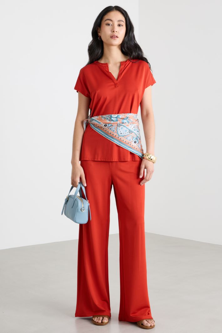 Pantalone ampio in jersey piqué Intrend