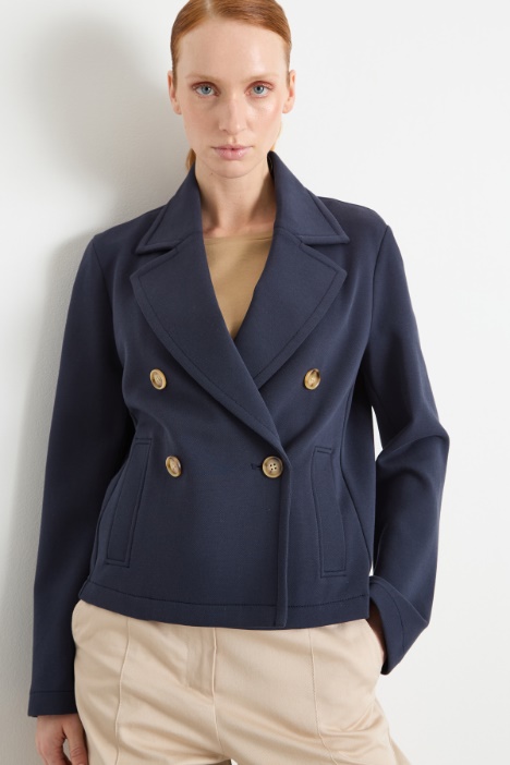 Caban in jersey piqué