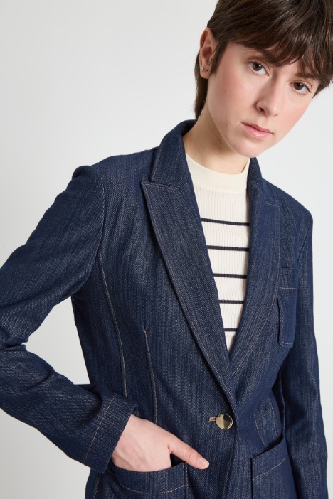 Blazer de punto efecto denim