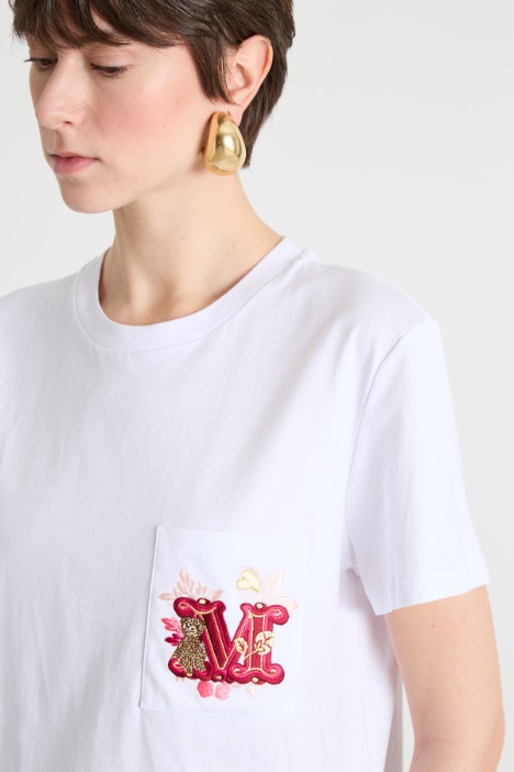 Camiseta de punto con bolsillo bordado