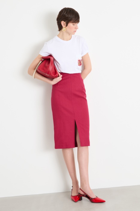 Embroidered-pocket jersey T-shirt Intrend