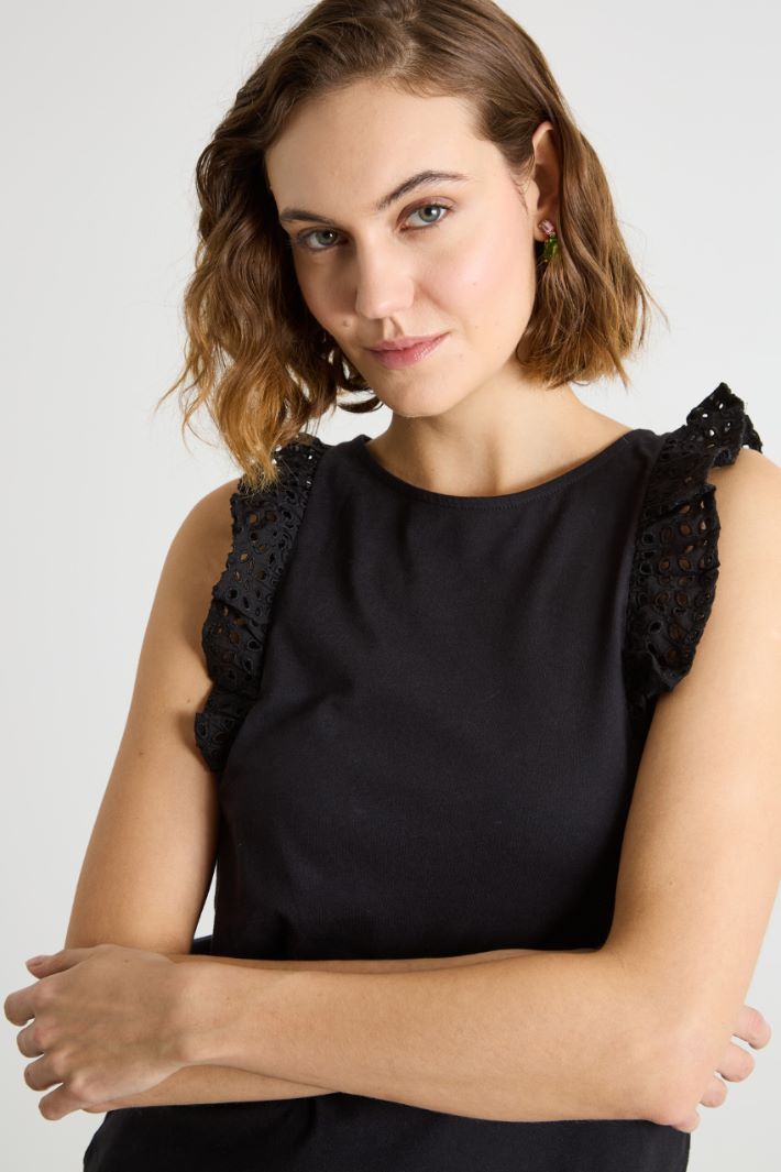 Broderie Anglaise ruffle top Intrend - 3