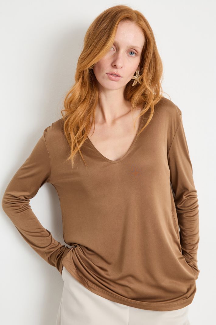 Top con scollo a V - MARRONE - Intrend - 2