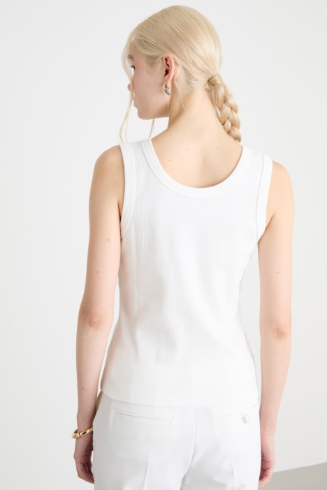 Canottiera Donna Senza Maniche Con Spalline Sottili | Top Elasticizzato In Poliestere | Perfetta Per Giacca E Jeans | Taglia 40/42 (Nero)