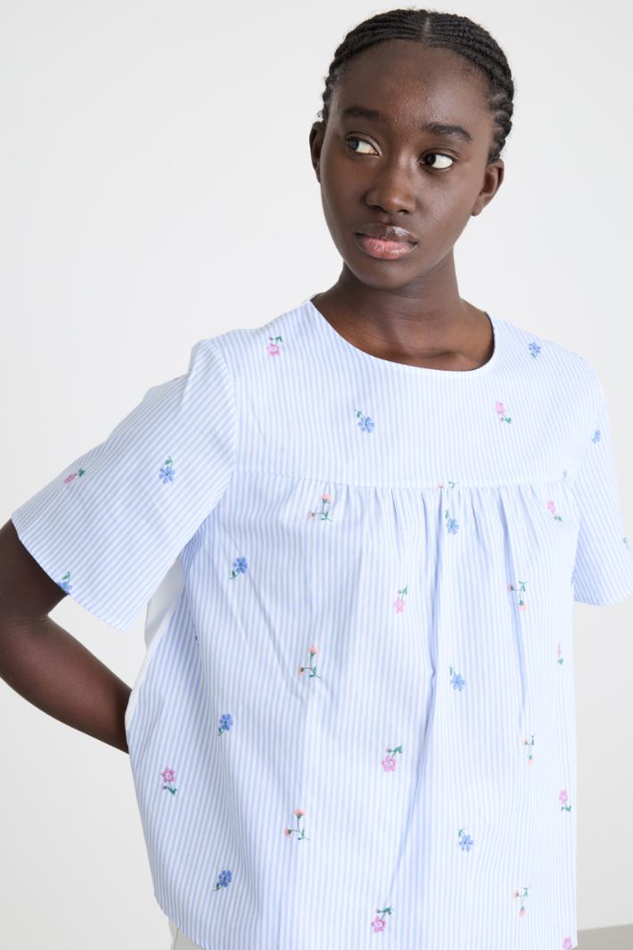 Poplin and jersey top Intrend - 3