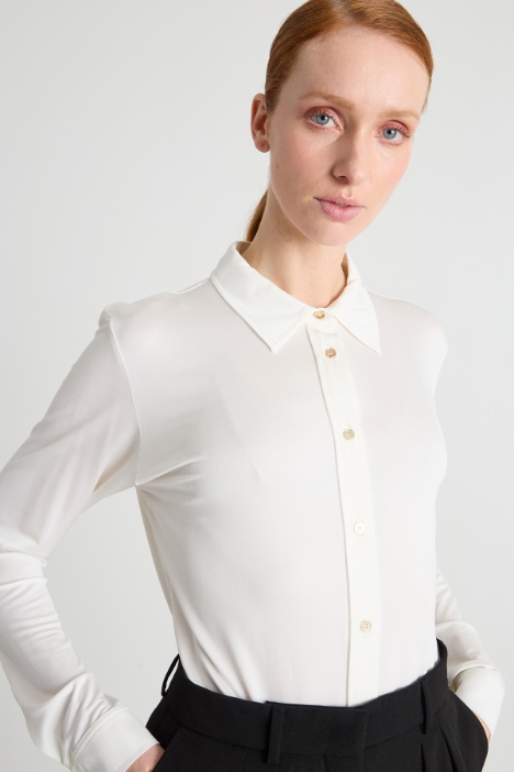 Camicia in jersey piqué