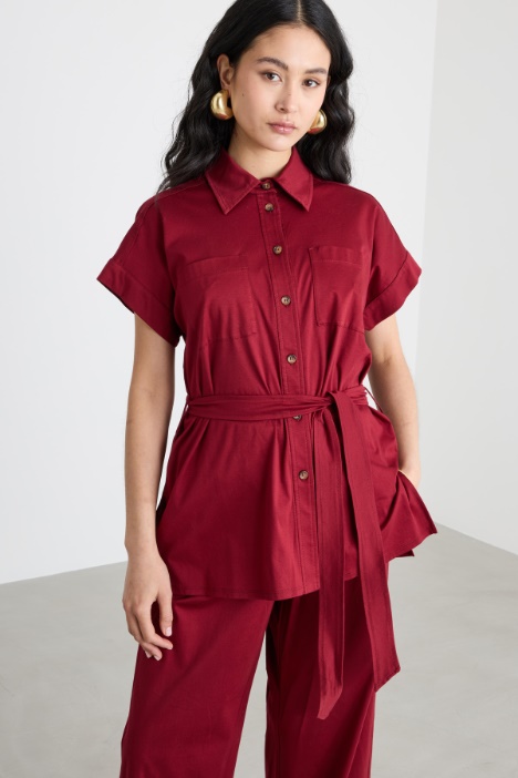 Belted Wide-Fit Shirt Intrend