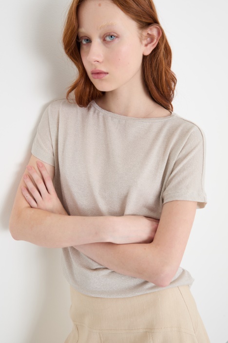 Top in jersey laminato