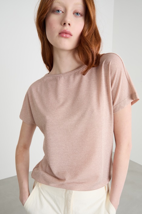 Top in jersey laminato