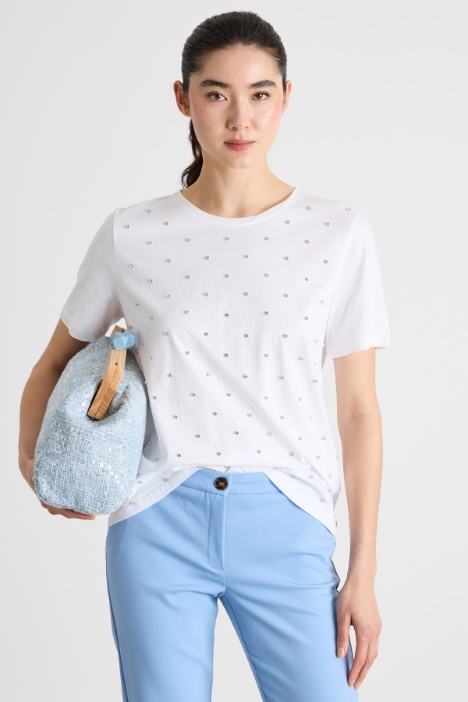 T-shirt in jersey con strass Intrend