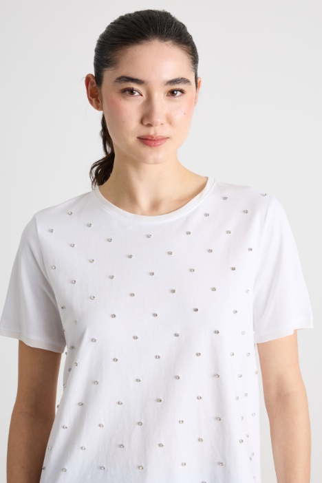 T-shirt in jersey con strass