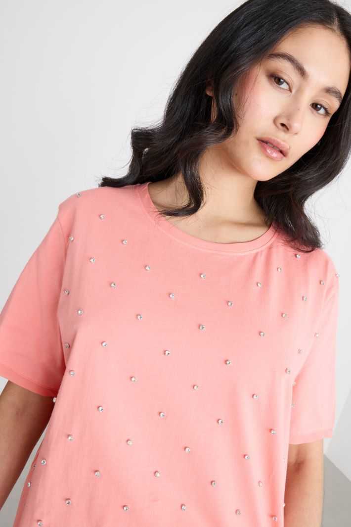 T-shirt in jersey con strass Intrend - 3