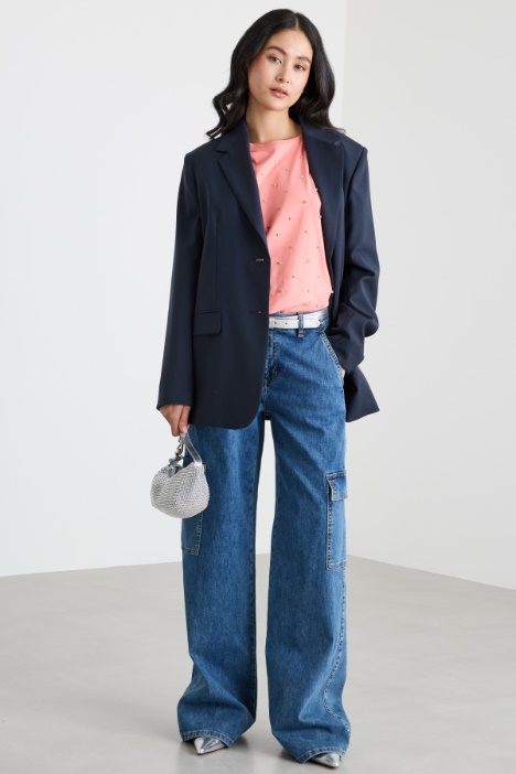 Rhinestone-Embellished Jersey T-shirt Intrend