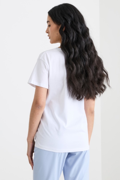 T-shirt con ricamo bijoux