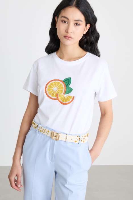 T-shirt con ricamo bijoux Intrend