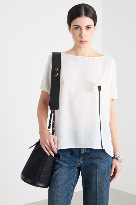 Crepe de chine and jersey T-shirt Intrend