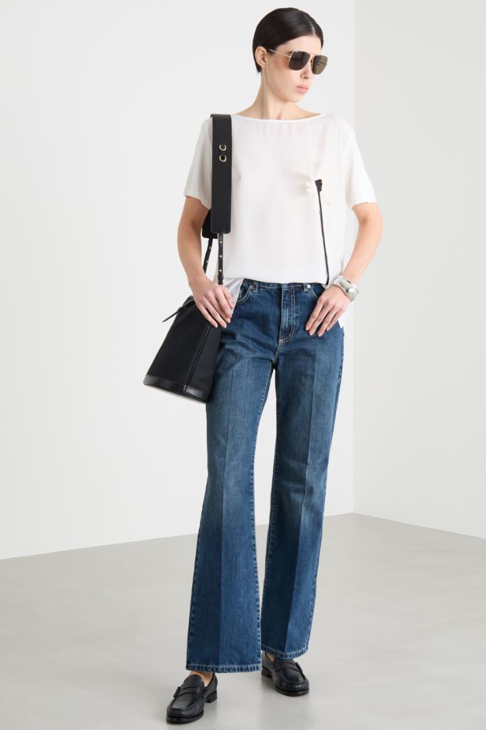 Crepe de chine and jersey T-shirt Intrend