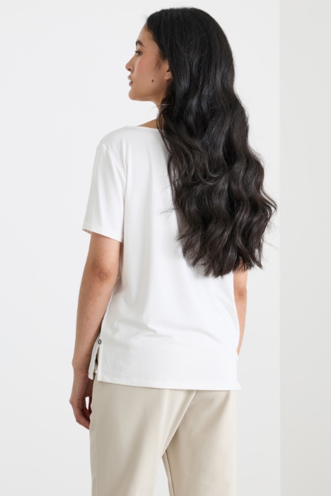 T-shirt in jersey e crepe de chine