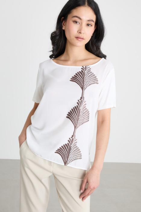 Crepe de chine and jersey T-shirt Intrend