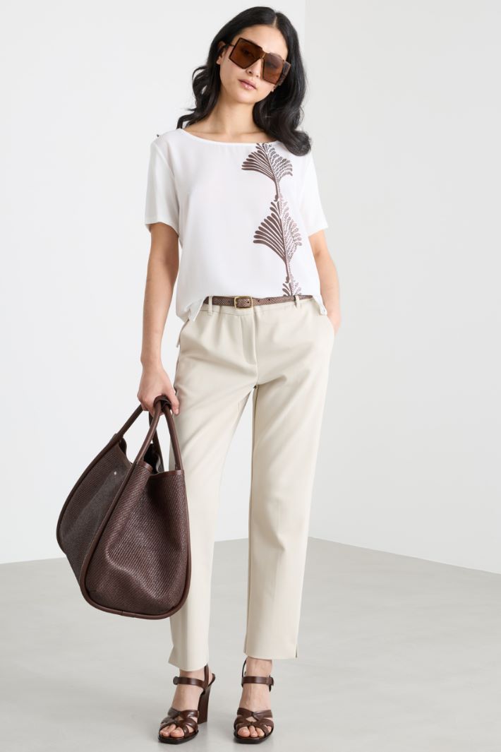 Crepe de chine and jersey T-shirt Intrend