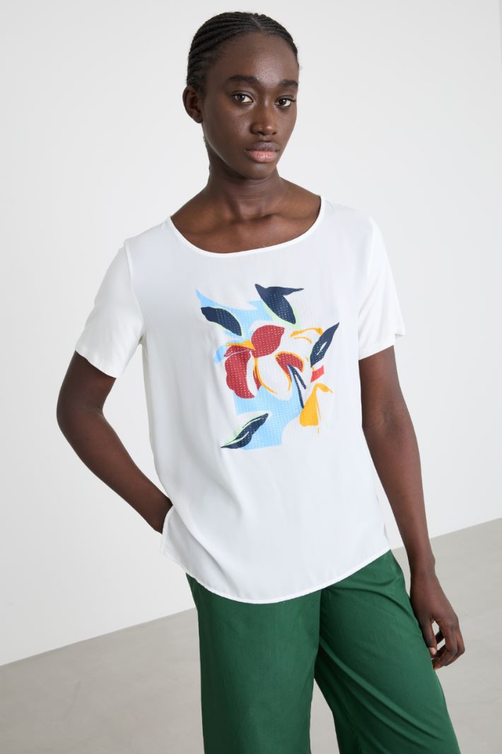 Crepe de chine and jersey T-shirt Intrend - 2