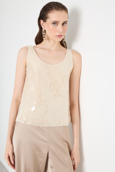 Sequin-embroidered tulle top Intrend