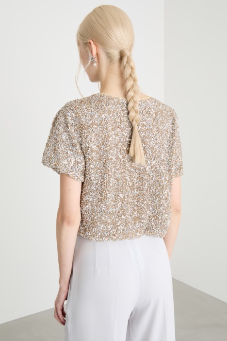Top crop con paillettes