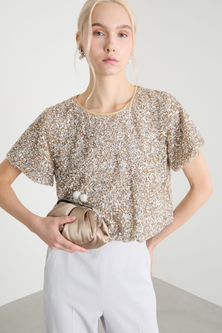Top crop con paillettes Intrend - 2