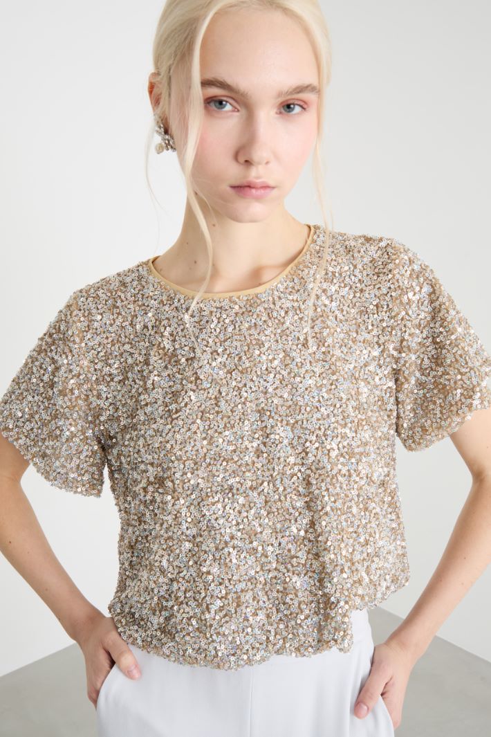 Top crop con paillettes Intrend - 3