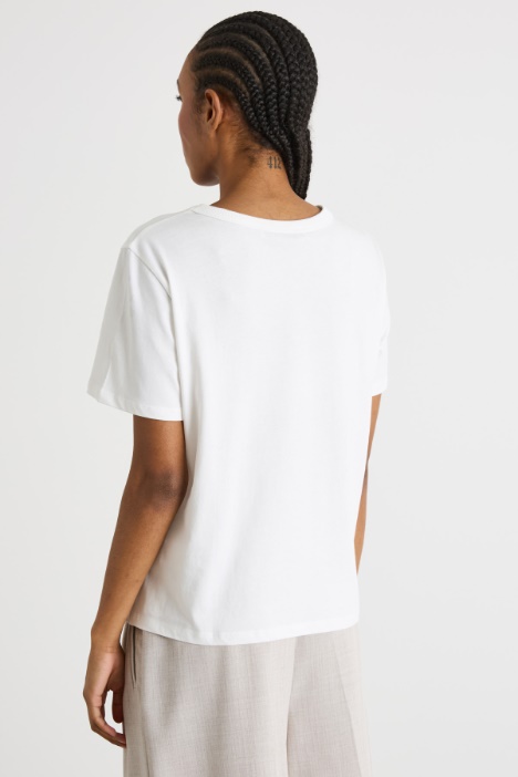 T-shirt con ricamo sangallo