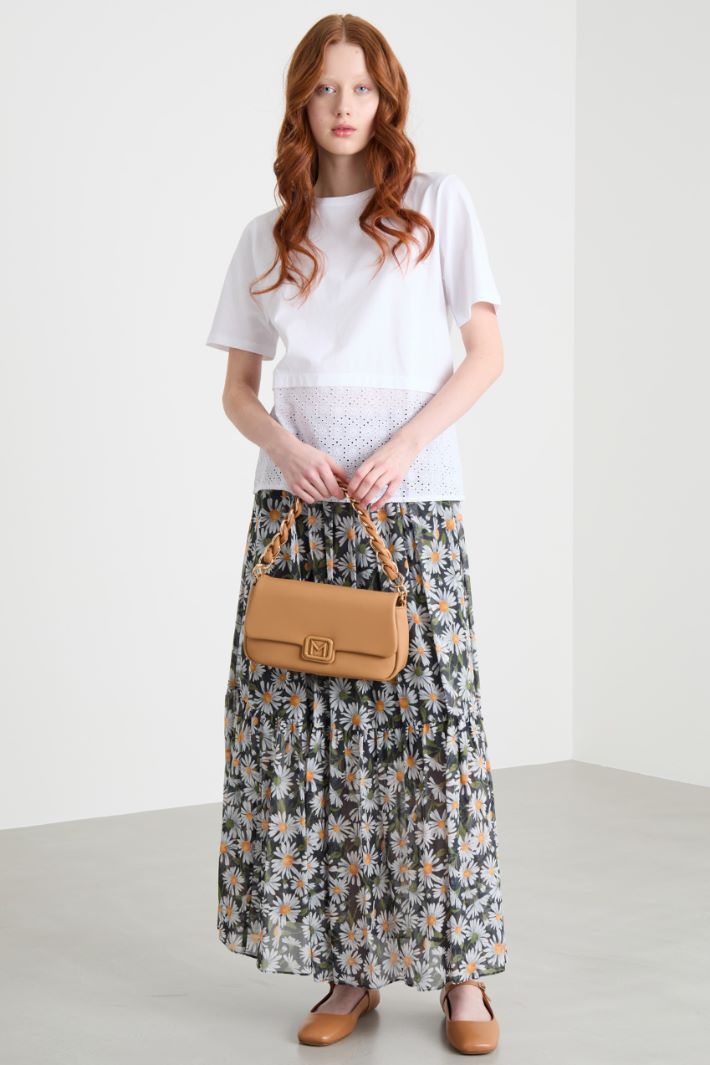 T-shirt with broderie anglaise flounce Intrend