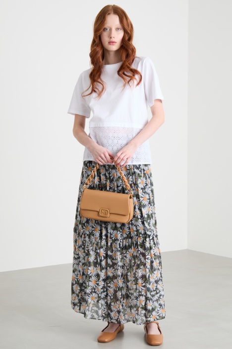 T-shirt with broderie anglaise flounce Intrend