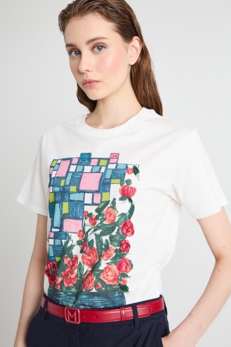 T-shirt in jersey con stampa