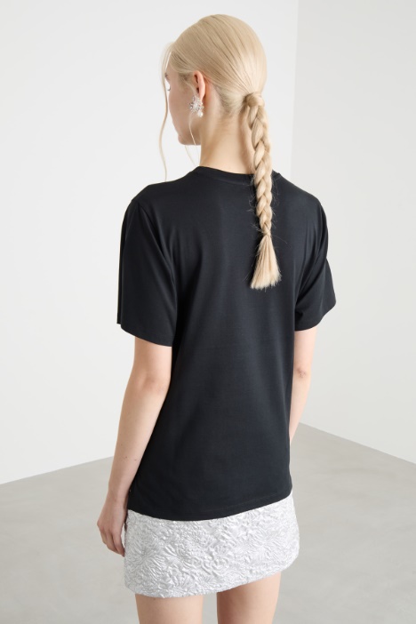 T-shirt girocollo con spacchetti