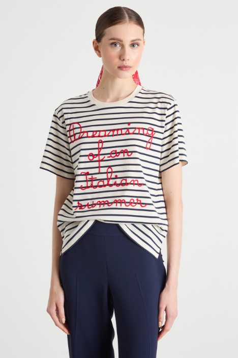 Crew-neck embroidered T-shirt Intrend