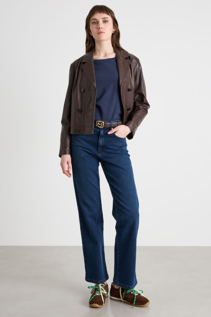 Boat-Neck T-Shirt in Jersey Intrend