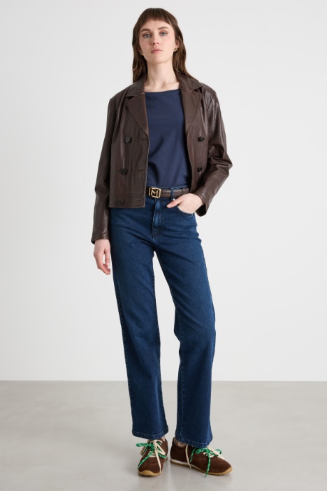 Boat-Neck T-Shirt in Jersey Intrend