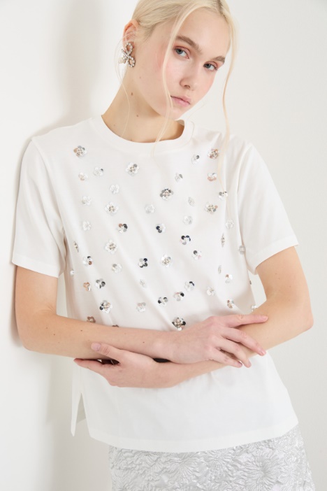 T-shirt in jersey con stampa