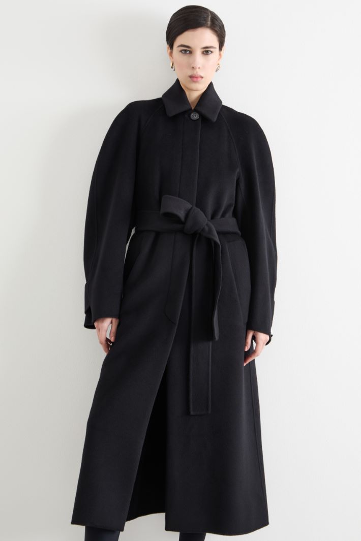 Cappotto lungo in tessuto doppio - NERO - Intrend - 2
