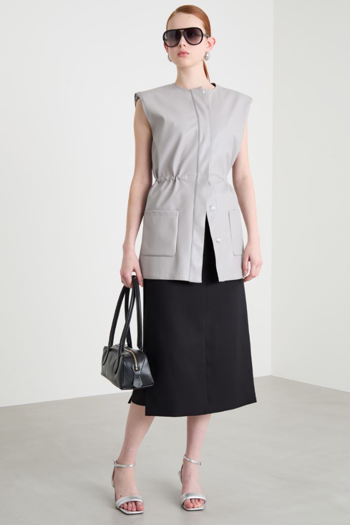 Midi skirt with double-wrap belt Intrend