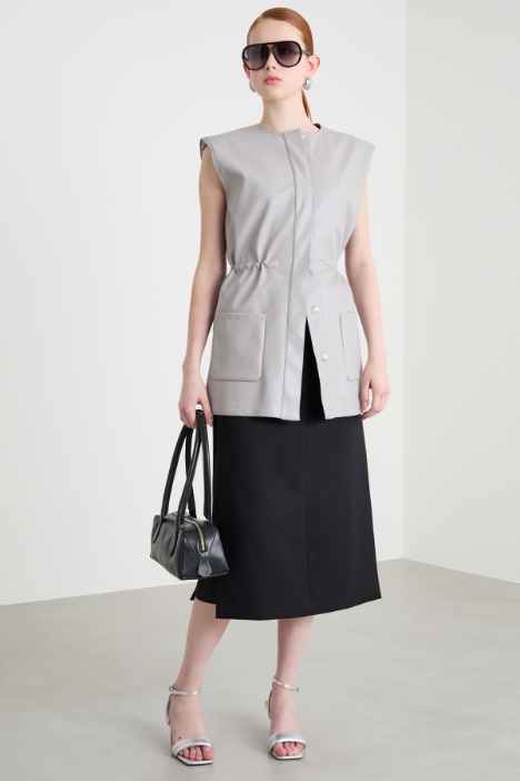 Midi skirt with double-wrap belt Intrend